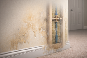 signs of hidden plumbing pipe leak behind wall