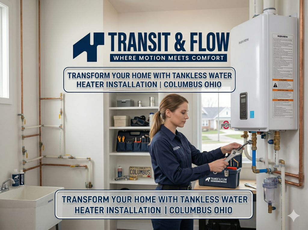 Home in Columbus, Ohio receiving a tankless water heater installation, illustrating how upgrading to a tankless system transforms your home with efficient hot water.