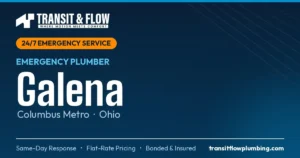 Transit & Flow — 24/7 Emergency Plumber in Galena, Columbus Metro Ohio. Same-day response, flat-rate pricing, bonded & insured.